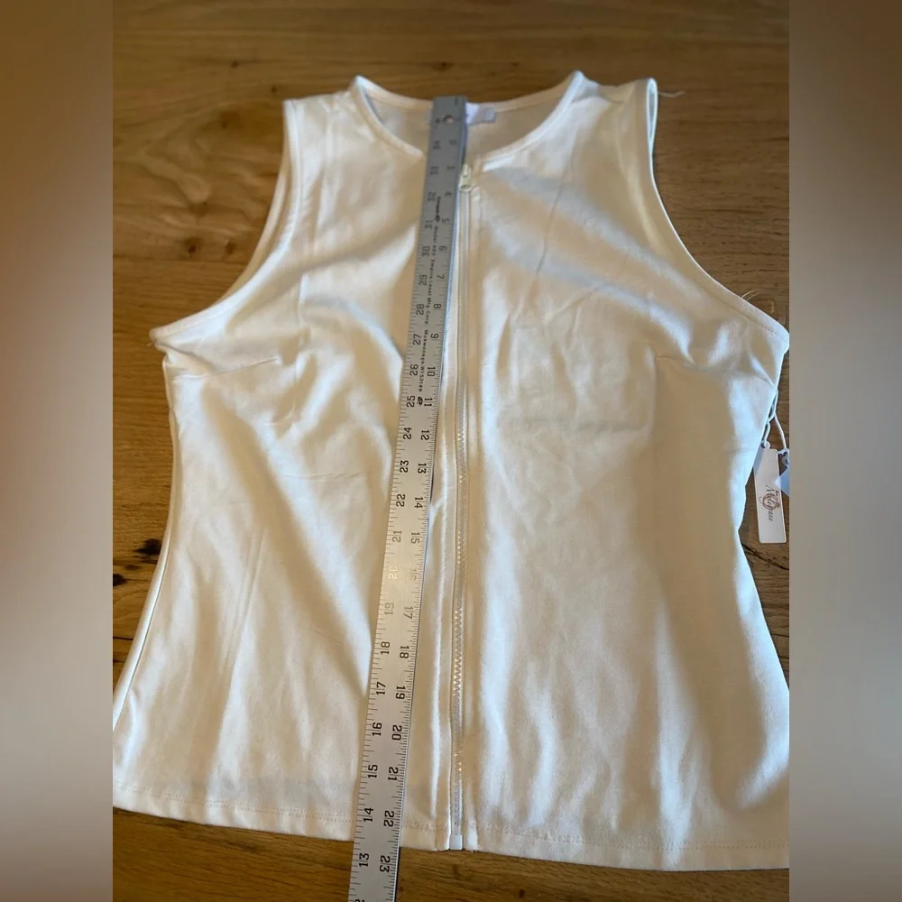 Melograno Full Zip Sleeveless Tunic‎ Top Ivory Women’s XL NWT